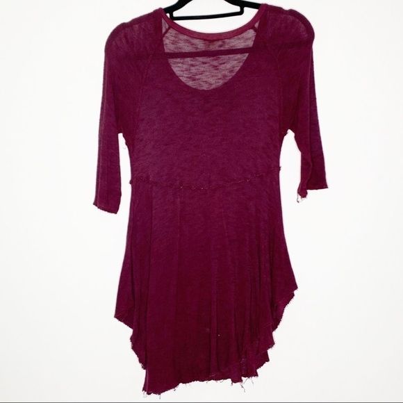 Free People Red Weekends Layering Knit Top Small - Picture 4 of 8